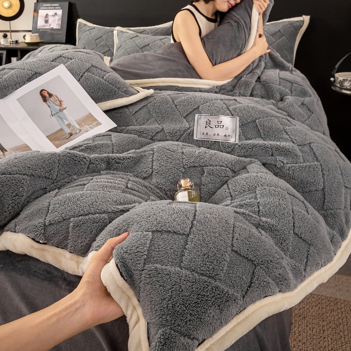 91家纺网 家纺一手货源 找家纺 （总）耐思家纺 2024新款加厚提花兔绒套件单品-单被套