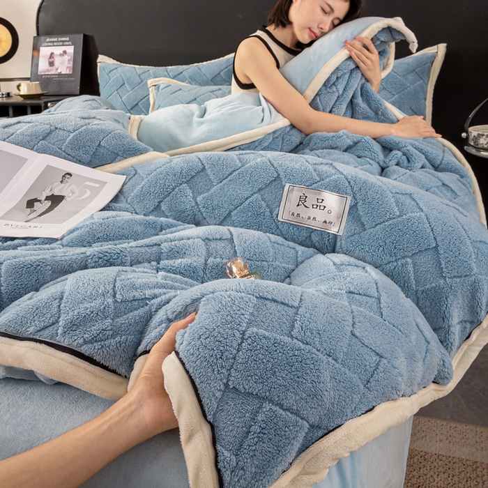 91家纺网 家纺一手货源 找家纺 （总）耐思家纺 2024新款加厚提花兔绒套件单品-单被套