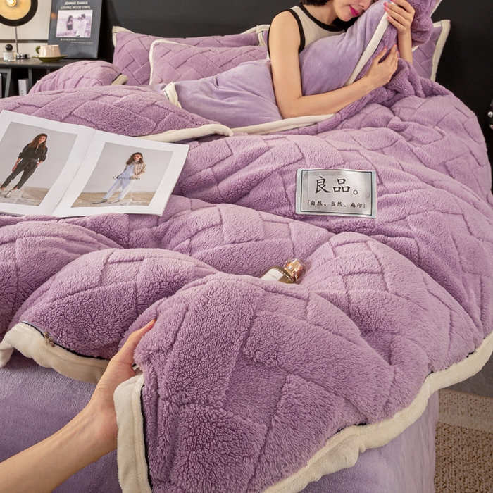 91家纺网 家纺一手货源 找家纺 （总）耐思家纺 2024新款加厚提花兔绒套件单品-单被套