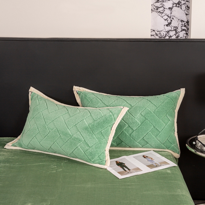 91家纺网 家纺一手货源 找家纺 （总）耐思家纺 2025 新款加厚提花兔绒套件单品-单枕套