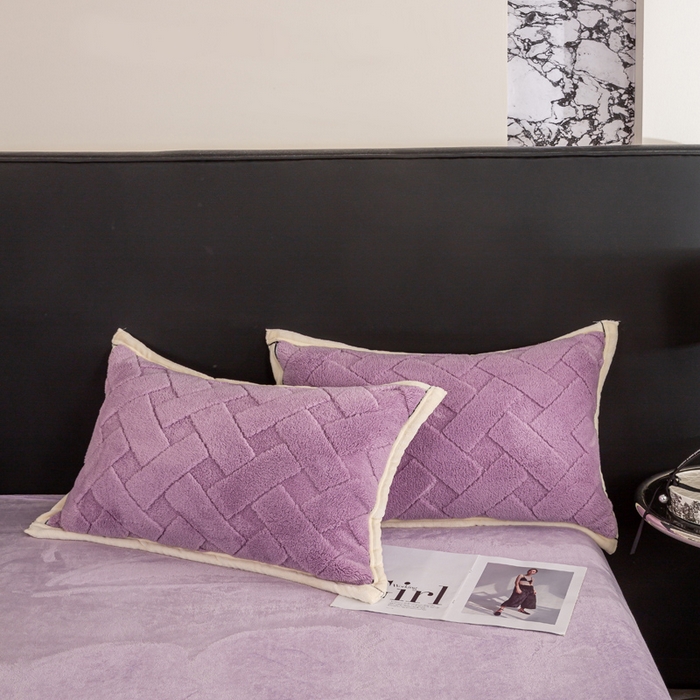 91家纺网 家纺一手货源 找家纺 （总）耐思家纺 2025 新款加厚提花兔绒套件单品-单枕套