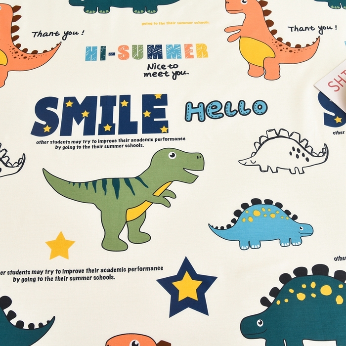 91家纺网 家纺一手货源 找家纺 名优家纺 2025新款全棉纯棉13070韩版小清新系列床单单件--单床单 恐龙漫画