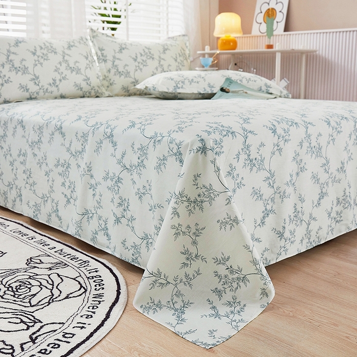 91家纺网 家纺一手货源 找家纺 名优家纺 2025新款全棉纯棉13070韩版小清新系列床单单件--单床单 满庭