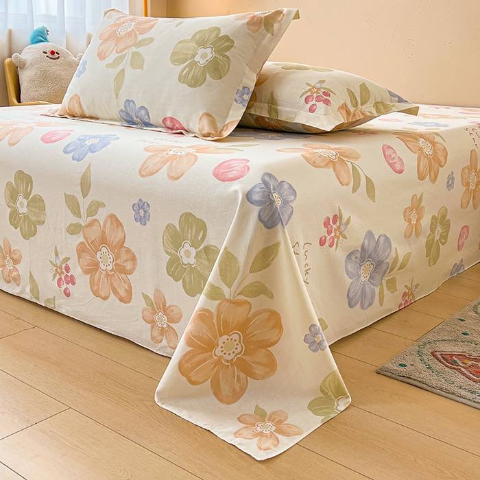 91家纺网 家纺一手货源 找家纺 名优家纺 2025新款全棉纯棉13070韩版小清新系列床单单件--单床单 漫春