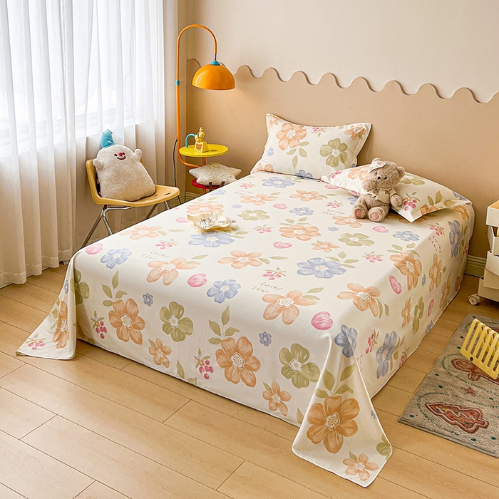 91家纺网 家纺一手货源 找家纺 名优家纺 2025新款全棉纯棉13070韩版小清新系列床单单件--单床单 漫春