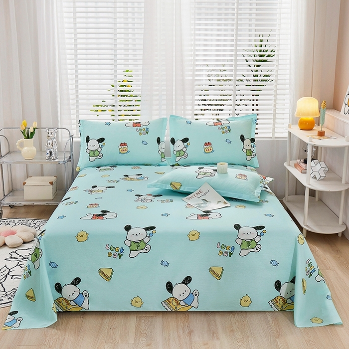 91家纺网 家纺一手货源 找家纺 名优家纺 2025新款全棉纯棉13070韩版小清新系列床单单件--单床单 萌宠时代