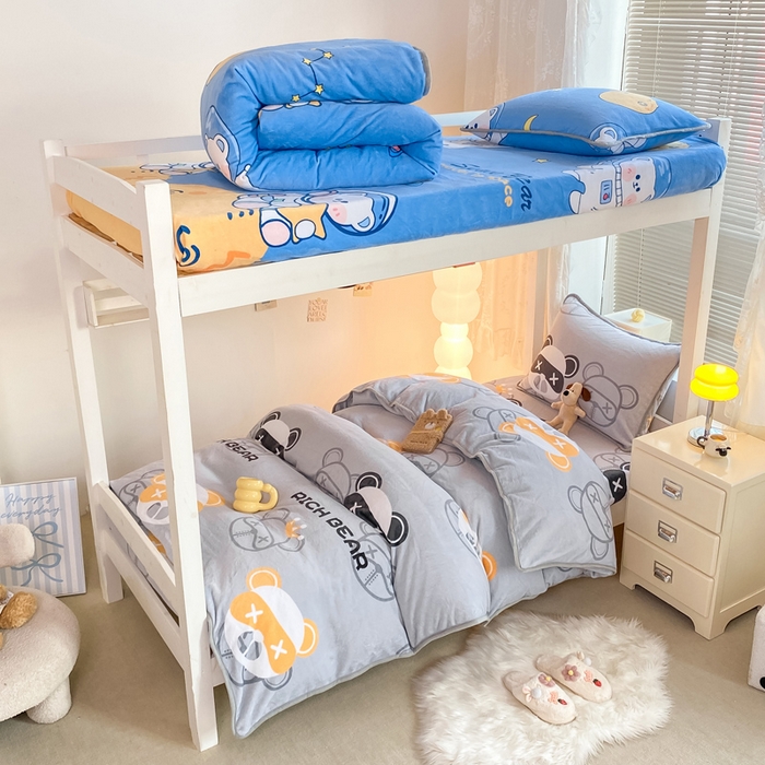 91家纺网 家纺一手货源 找家纺 （总）耐思家纺 2024新款学生宿舍牛奶绒保暖三件套