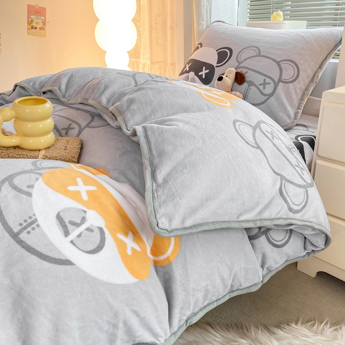 91家纺网 家纺一手货源 找家纺 （总）耐思家纺 2024新款学生宿舍牛奶绒保暖三件套