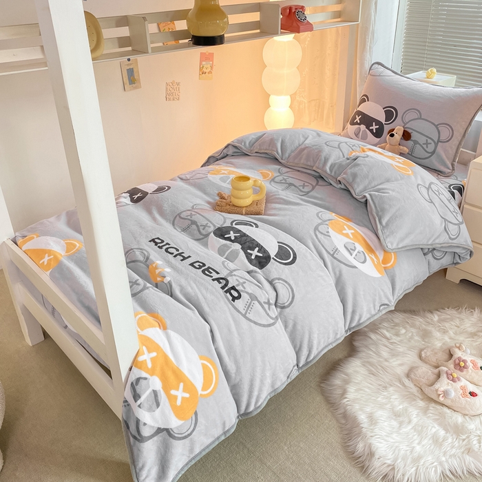 91家纺网 家纺一手货源 找家纺 （总）耐思家纺 2024新款学生宿舍牛奶绒保暖三件套