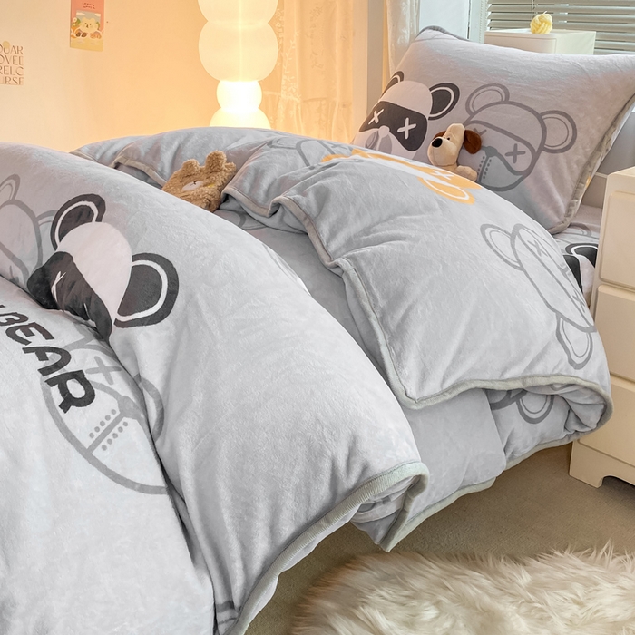 91家纺网 家纺一手货源 找家纺 （总）耐思家纺 2024新款学生宿舍牛奶绒保暖三件套