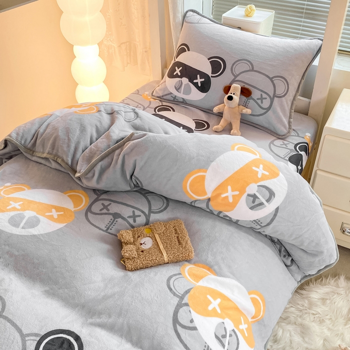 91家纺网 家纺一手货源 找家纺 （总）耐思家纺 2024新款学生宿舍牛奶绒保暖三件套