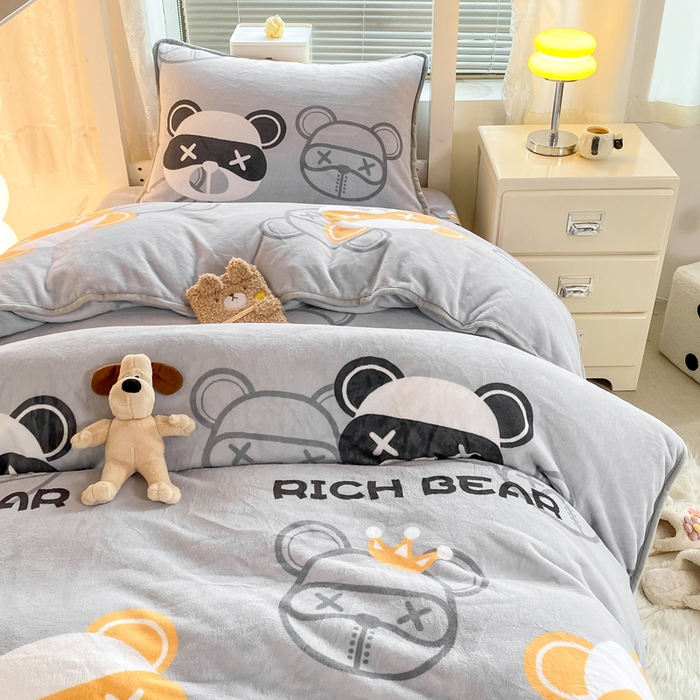 91家纺网 家纺一手货源 找家纺 （总）耐思家纺 2024新款学生宿舍牛奶绒保暖三件套