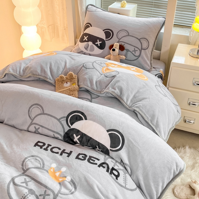 91家纺网 家纺一手货源 找家纺 （总）耐思家纺 2024新款学生宿舍牛奶绒保暖三件套