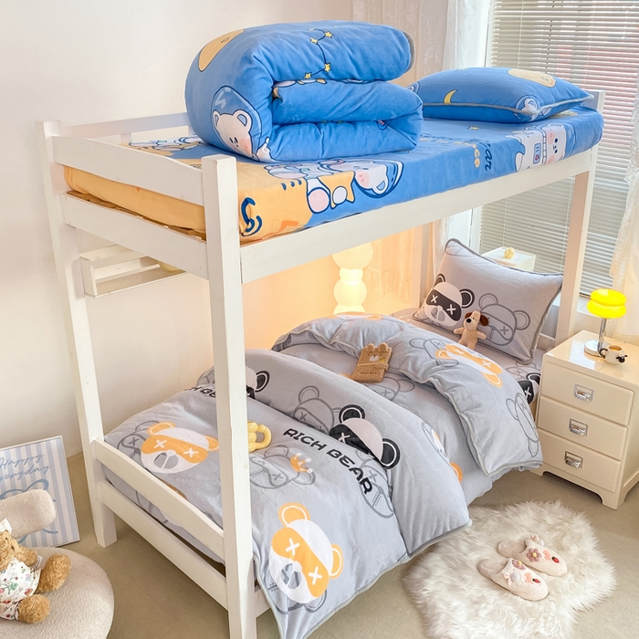 91家纺网 家纺一手货源 找家纺 （总）耐思家纺 2024新款学生宿舍牛奶绒保暖三件套