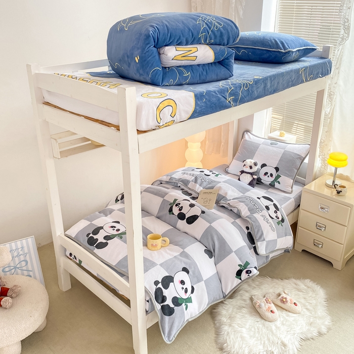 91家纺网 家纺一手货源 找家纺 （总）耐思家纺 2024新款学生宿舍牛奶绒保暖三件套