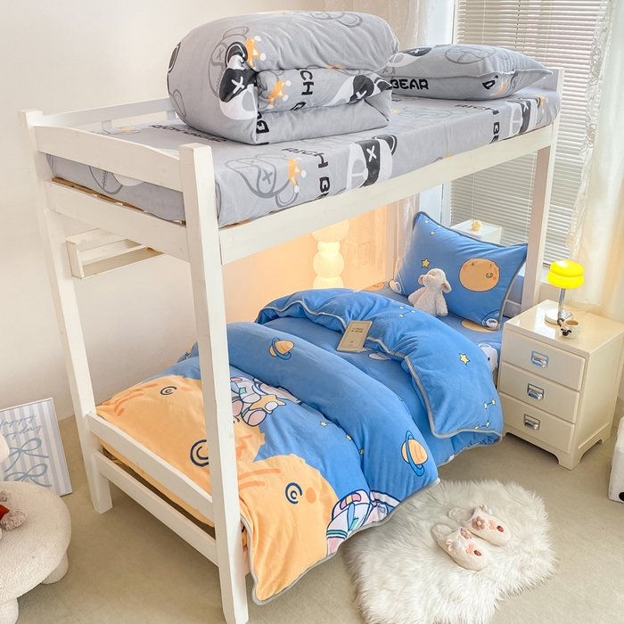 91家纺网 家纺一手货源 找家纺 （总）耐思家纺 2024新款学生宿舍牛奶绒保暖三件套