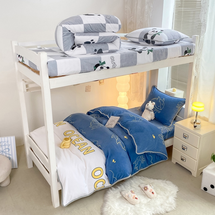 91家纺网 家纺一手货源 找家纺 （总）耐思家纺 2024新款学生宿舍牛奶绒保暖三件套