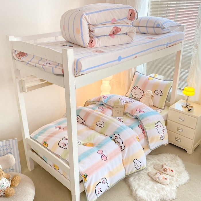 91家纺网 家纺一手货源 找家纺 （总）耐思家纺 2024新款学生宿舍牛奶绒保暖三件套