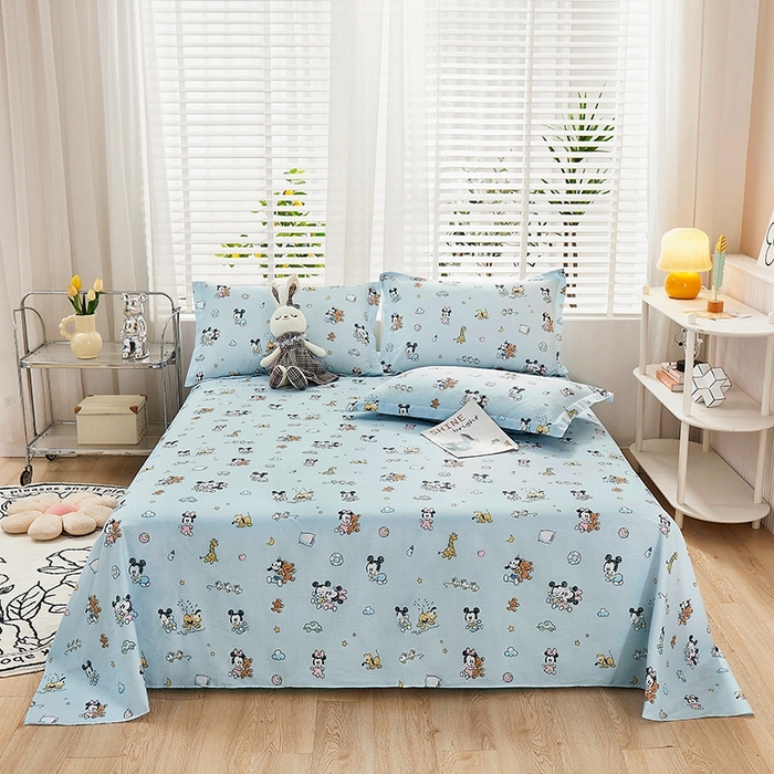 名优家纺 2025新款全棉纯棉13070韩版小清新系列床单单件--单床单 米奇乐园