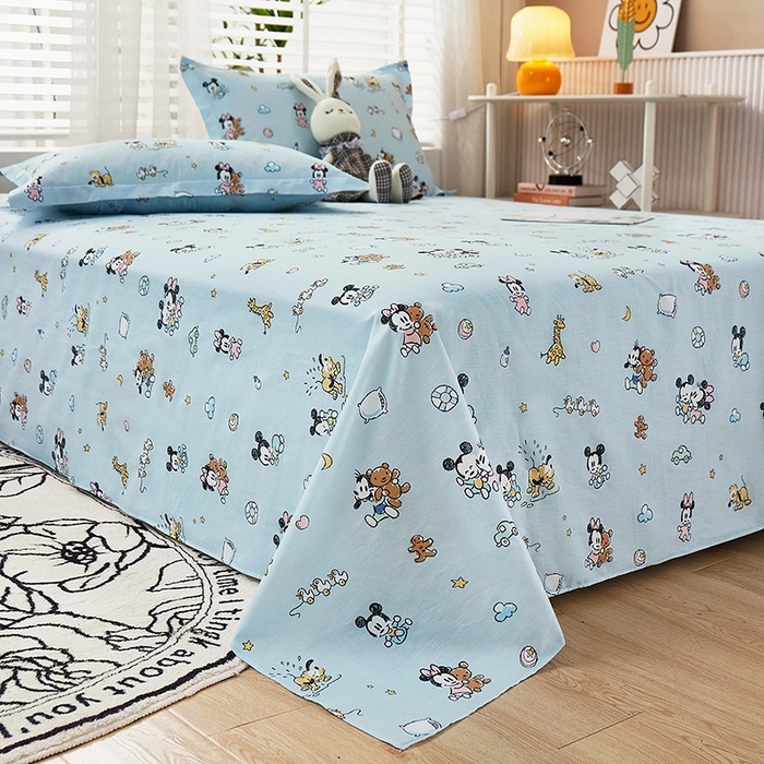 91家纺网 家纺一手货源 找家纺 名优家纺 2025新款全棉纯棉13070韩版小清新系列床单单件--单床单 米奇乐园