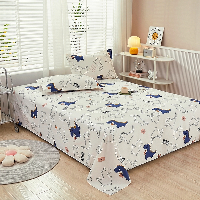 91家纺网 家纺一手货源 找家纺 名优家纺 2025新款全棉纯棉13070韩版小清新系列床单单件--单床单 面包龙