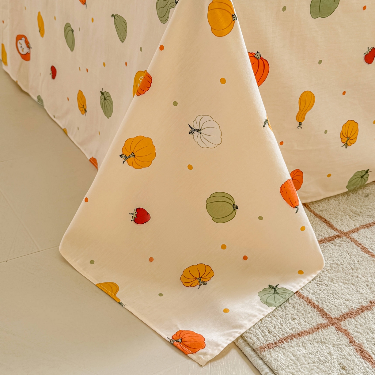 91家纺网 家纺一手货源 找家纺 名优家纺 2025新款全棉纯棉13070韩版小清新系列床单单件--单床单 南瓜节-黄