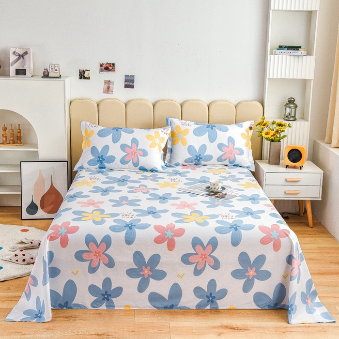 91家纺网 家纺一手货源 找家纺 名优家纺 2025新款全棉纯棉13070韩版小清新系列床单单件--单床单 浅浅花漾