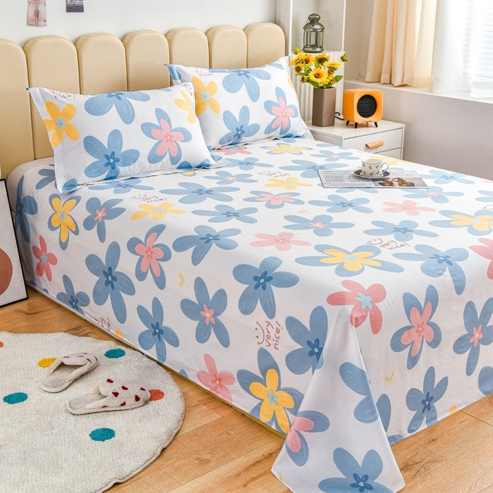 91家纺网 家纺一手货源 找家纺 名优家纺 2025新款全棉纯棉13070韩版小清新系列床单单件--单床单 浅浅花漾