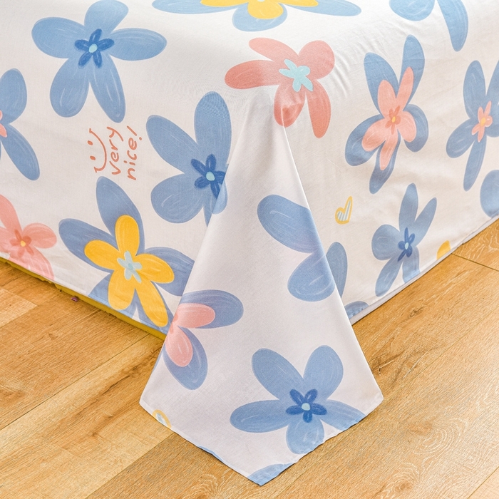 91家纺网 家纺一手货源 找家纺 名优家纺 2025新款全棉纯棉13070韩版小清新系列床单单件--单床单 浅浅花漾