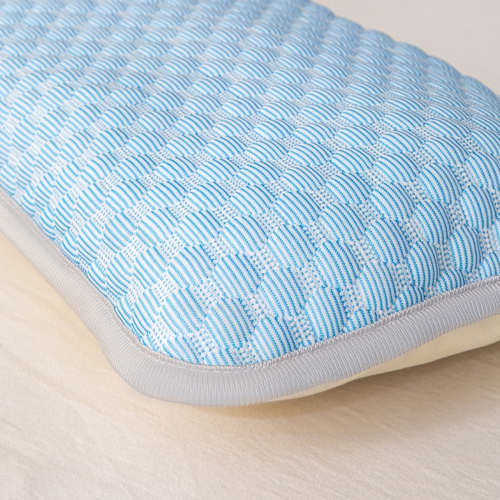 91家纺网 家纺一手货源 找家纺 博雅 2025春夏新款儿童凉感豆豆枕套 枕套单件 凉豆豆蓝