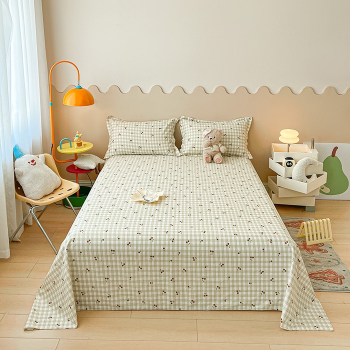 名优家纺 2025新款全棉纯棉13070韩版小清新系列床单单件--单床单 酸甜樱桃