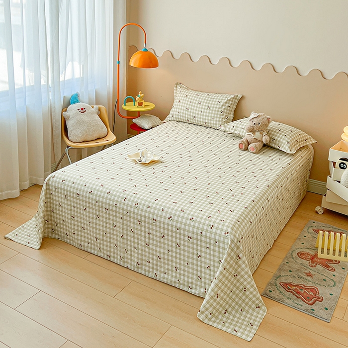 91家纺网 家纺一手货源 找家纺 名优家纺 2025新款全棉纯棉13070韩版小清新系列床单单件--单床单 酸甜樱桃