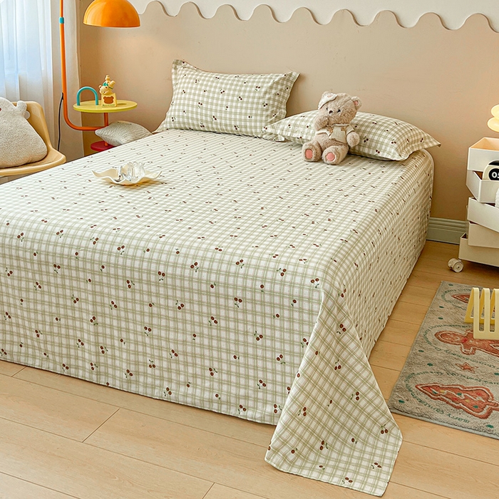 91家纺网 家纺一手货源 找家纺 名优家纺 2025新款全棉纯棉13070韩版小清新系列床单单件--单床单 酸甜樱桃