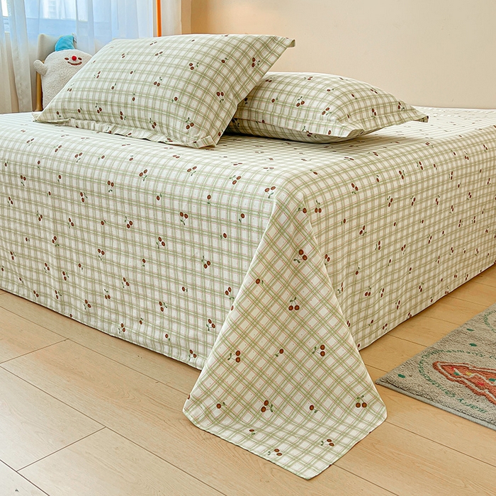 91家纺网 家纺一手货源 找家纺 名优家纺 2025新款全棉纯棉13070韩版小清新系列床单单件--单床单 酸甜樱桃