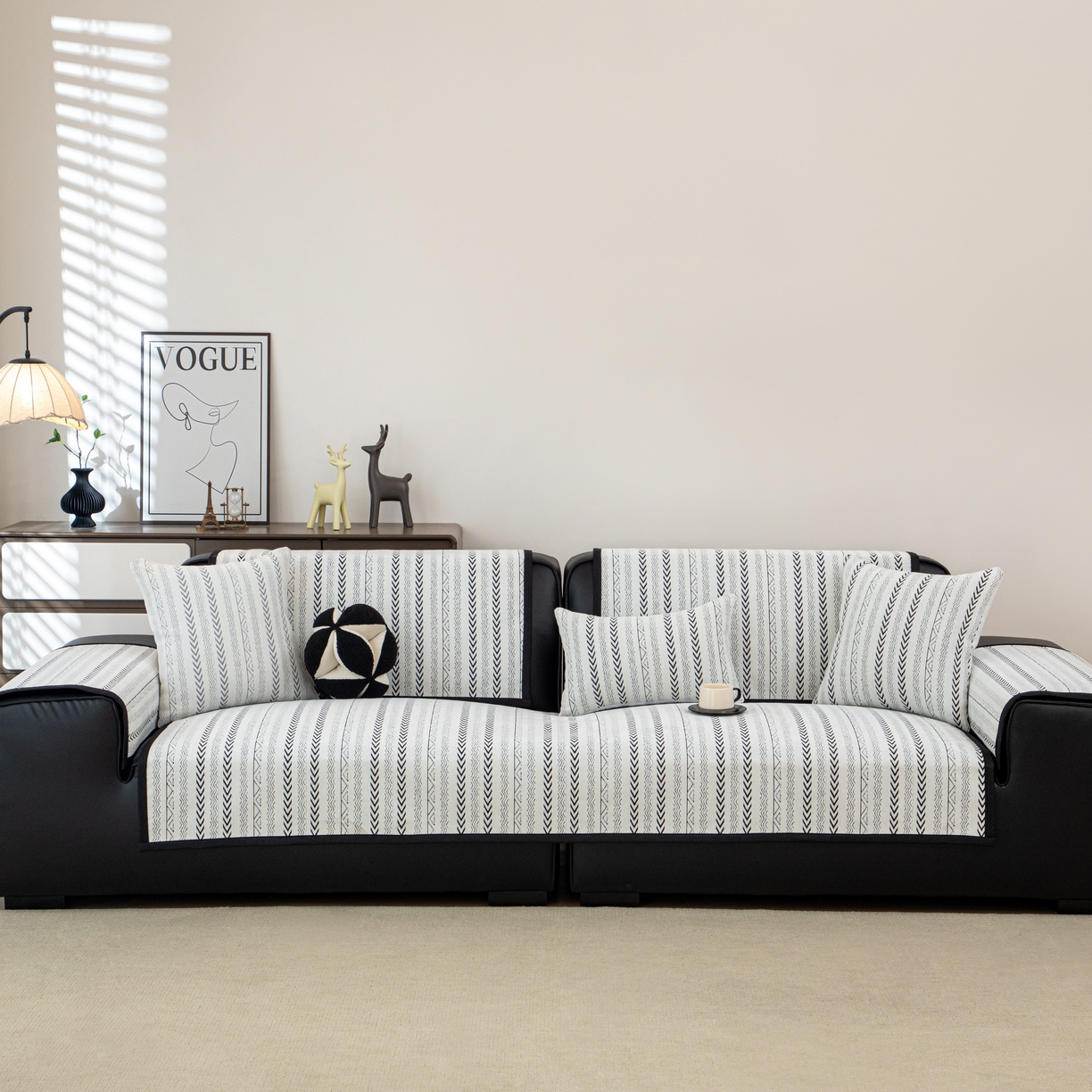 91家纺网 家纺一手货源 找家纺 沐沐家纺 2026新款符文沙发垫 黑色