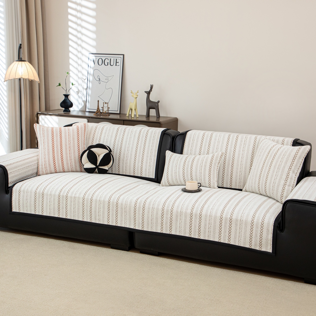 沐沐家纺 2026新款符文沙发垫 驼色