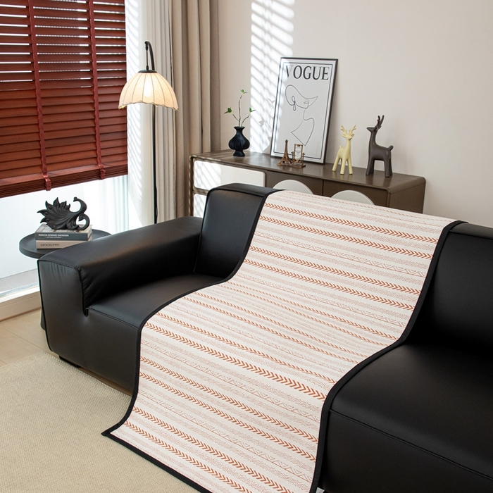 91家纺网 家纺一手货源 找家纺 沐沐家纺 2026新款符文沙发垫 亮橙