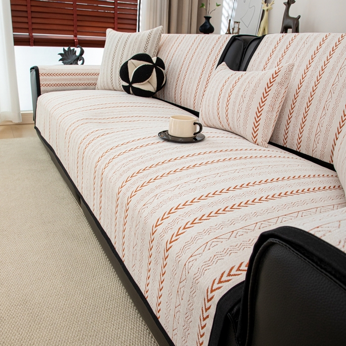 91家纺网 家纺一手货源 找家纺 沐沐家纺 2026新款符文沙发垫 亮橙