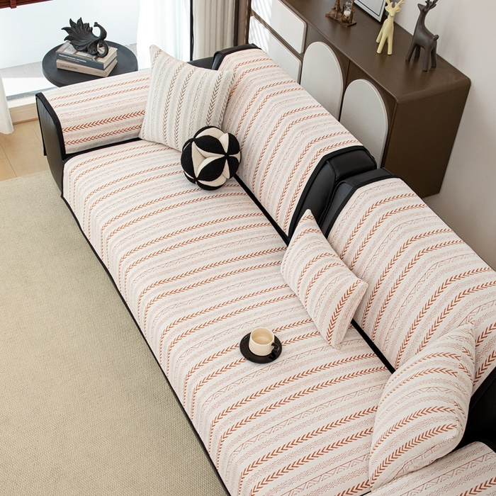 91家纺网 家纺一手货源 找家纺 沐沐家纺 2026新款符文沙发垫 亮橙