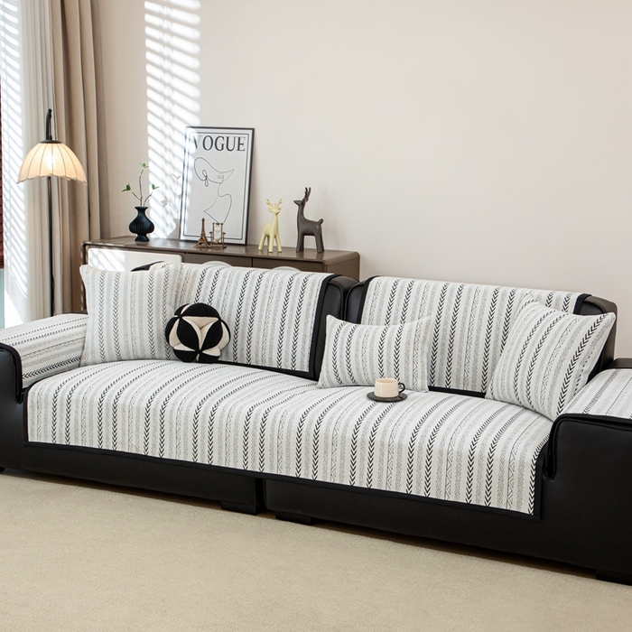 91家纺网 家纺一手货源 找家纺 沐沐家纺 2026新款符文沙发垫 黑色