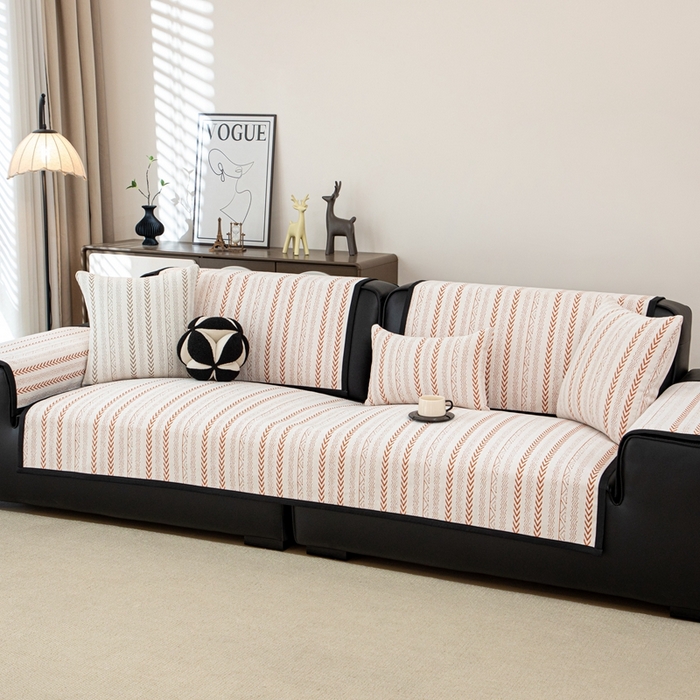 91家纺网 家纺一手货源 找家纺 沐沐家纺 2026新款符文沙发垫 亮橙