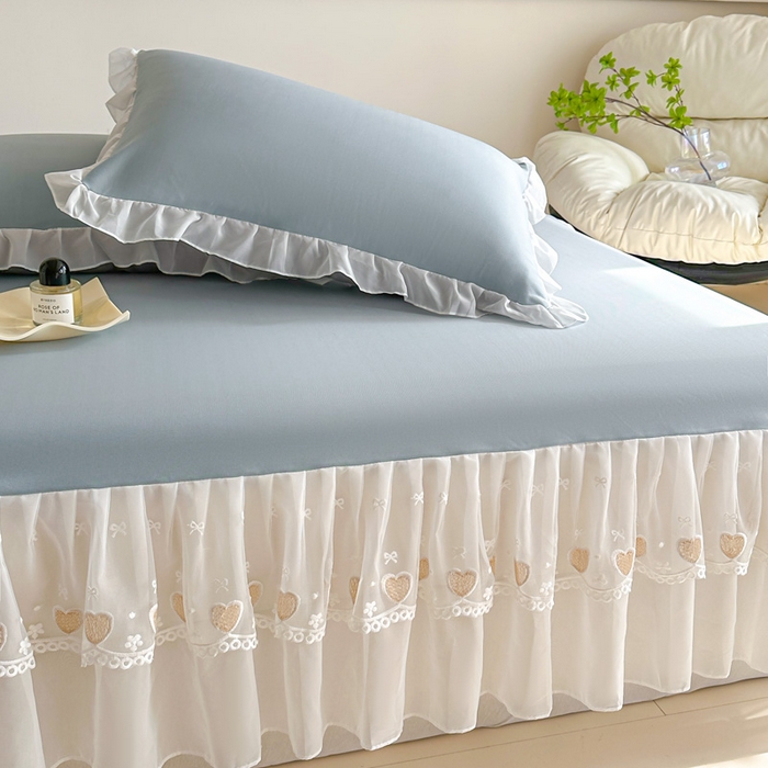 91家纺网 家纺一手货源 找家纺 （总）无瑕家居 2025新款春夏款冰丝凉席床裙款三件套空气层凉席席子凉席床裙