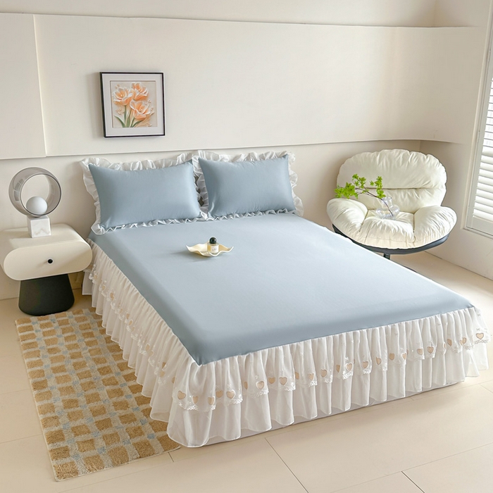 91家纺网 家纺一手货源 找家纺 （总）无瑕家居 2025新款春夏款冰丝凉席床裙款三件套空气层凉席席子凉席床裙