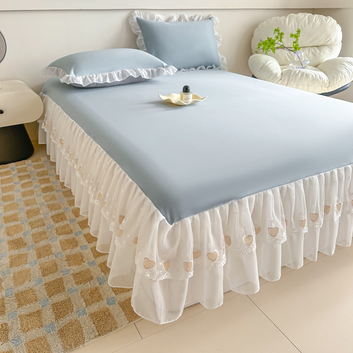 91家纺网 家纺一手货源 找家纺 （总）无瑕家居 2025新款春夏款冰丝凉席床裙款三件套空气层凉席席子凉席床裙