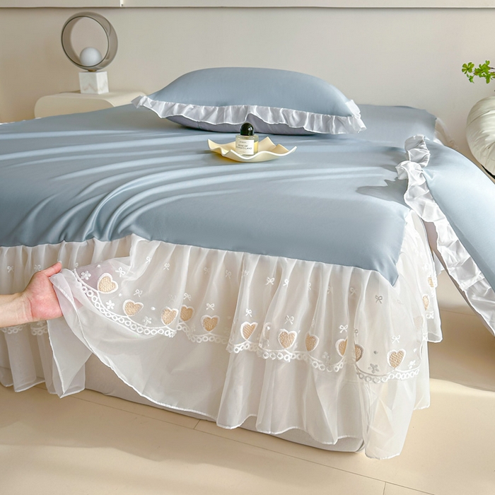 91家纺网 家纺一手货源 找家纺 （总）无瑕家居 2025新款春夏款冰丝凉席床裙款三件套空气层凉席席子凉席床裙