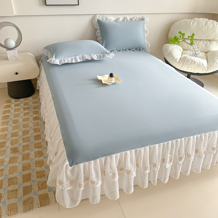 91家纺网 家纺一手货源 找家纺 （总）无瑕家居 2025新款春夏款冰丝凉席床裙款三件套空气层凉席席子凉席床裙