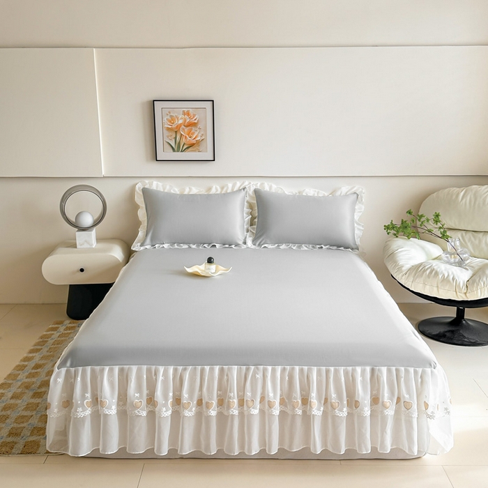 91家纺网 家纺一手货源 找家纺 （总）无瑕家居 2025新款春夏款冰丝凉席床裙款三件套空气层凉席席子凉席床裙