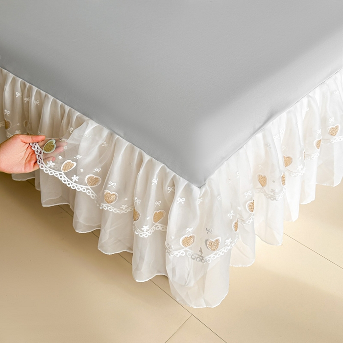 91家纺网 家纺一手货源 找家纺 无瑕家居 2025新款春夏款冰丝凉席床裙款三件套空气层凉席席子凉席床裙 高级灰