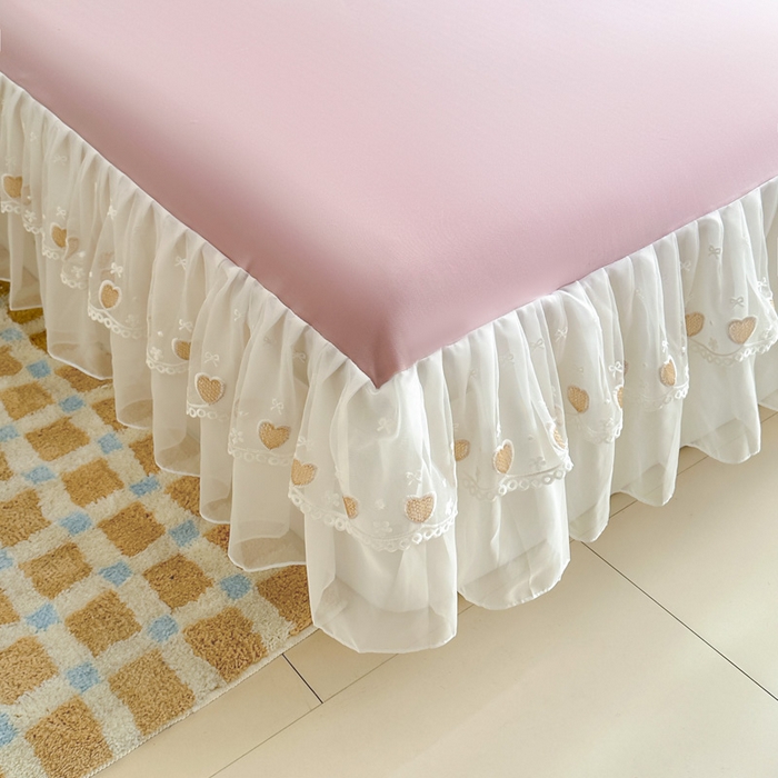 91家纺网 家纺一手货源 找家纺 无瑕家居 2025新款春夏款冰丝凉席床裙款三件套空气层凉席席子凉席床裙 粉玉色