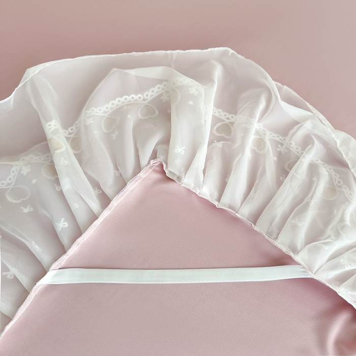 91家纺网 家纺一手货源 找家纺 无瑕家居 2025新款春夏款冰丝凉席床裙款三件套空气层凉席席子凉席床裙 粉玉色